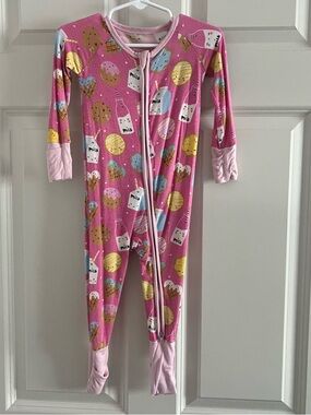 Little Sleepies Pink Footed One-Piece with Treats Print